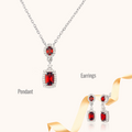 Radiant Red Sparkle Garnet & Zirconia Elegance Earring & Pendant Set