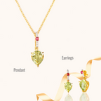  CHIVRI's Lemon and Pink Earrings with Pendant and Silver Chain with Cubic Zirconia.