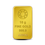 A 10 gm Gold Bar featuring Lotus 24k of 999.9 Purity.