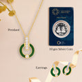 Harmony in Green Artisanal Enamel Tops, Pendant with Golden Chain & 10gm Silver Coin MMTC PAMP Gift Hamper