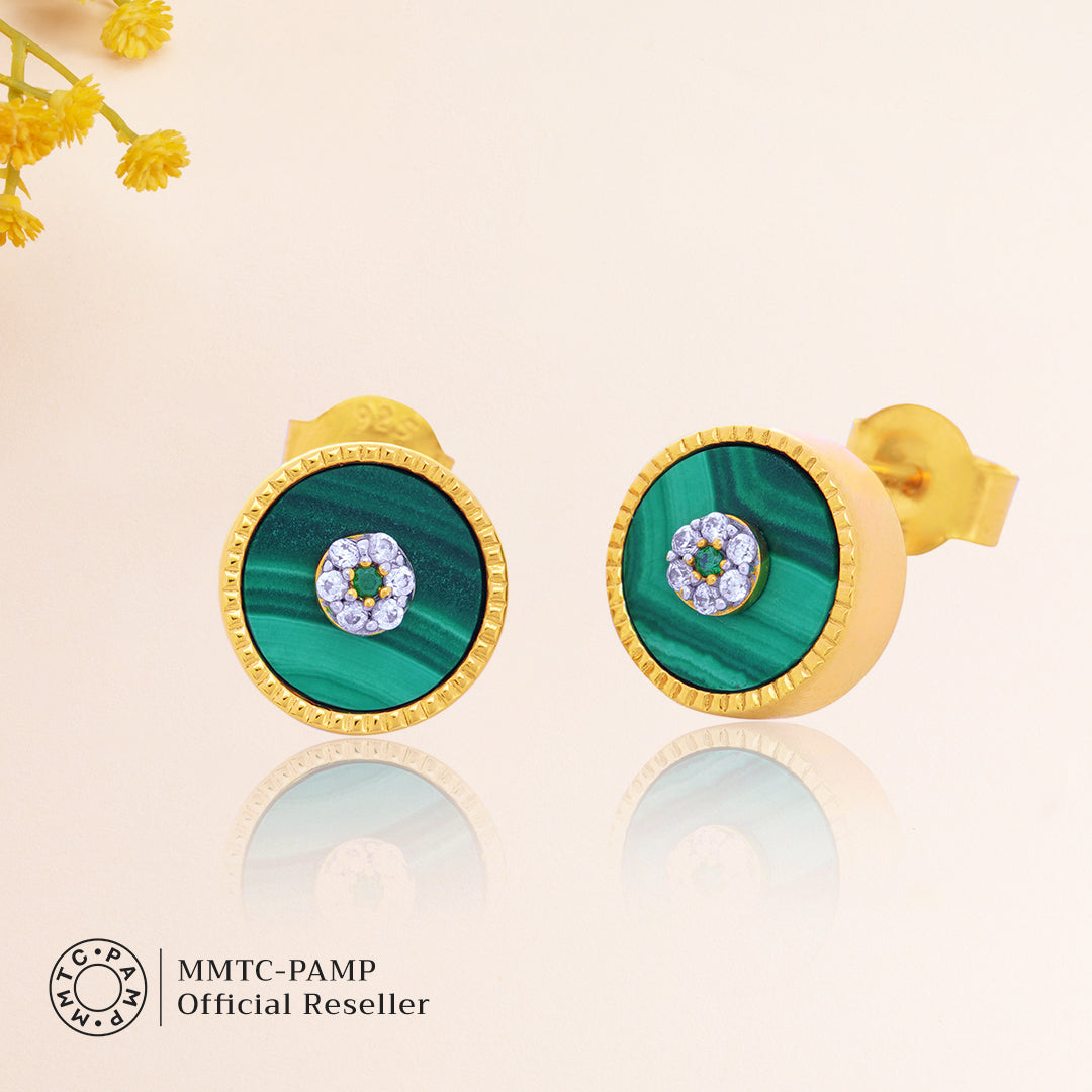 Lush Malachite Splendor Sparkling Cubic Zirconia Earrings.