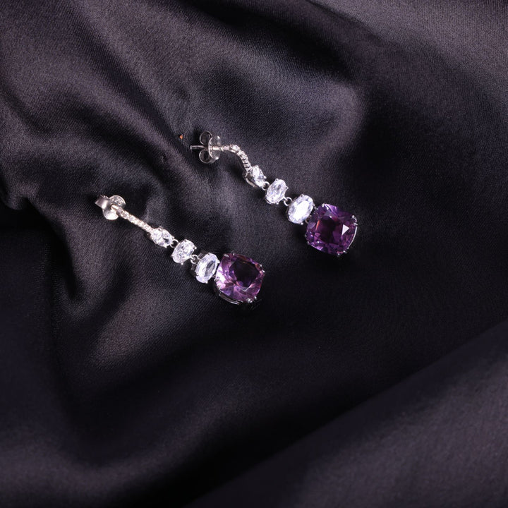 Luna Mist Amethyst Drops Earrings For Women