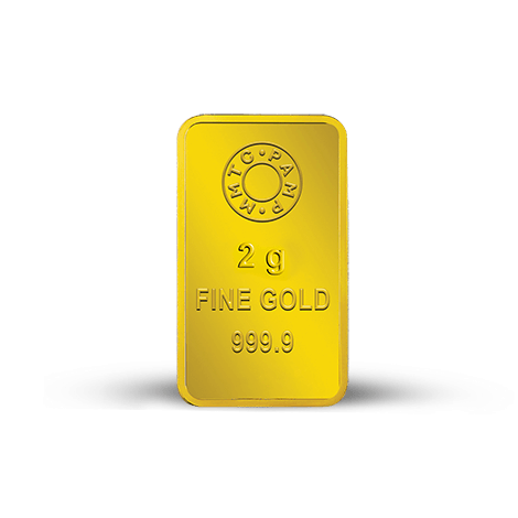 A 2 gm Gold Bar featuring Lotus 24K of 999.9 Purity.