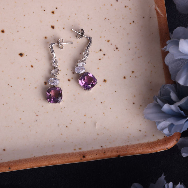 Luna Mist Amethyst Drops Earrings For Women