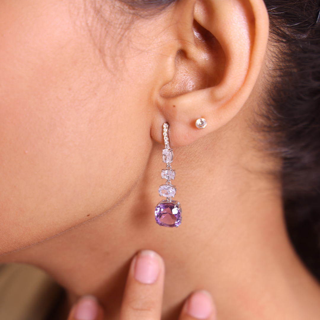 Luna Mist Amethyst Drops Earrings For Women