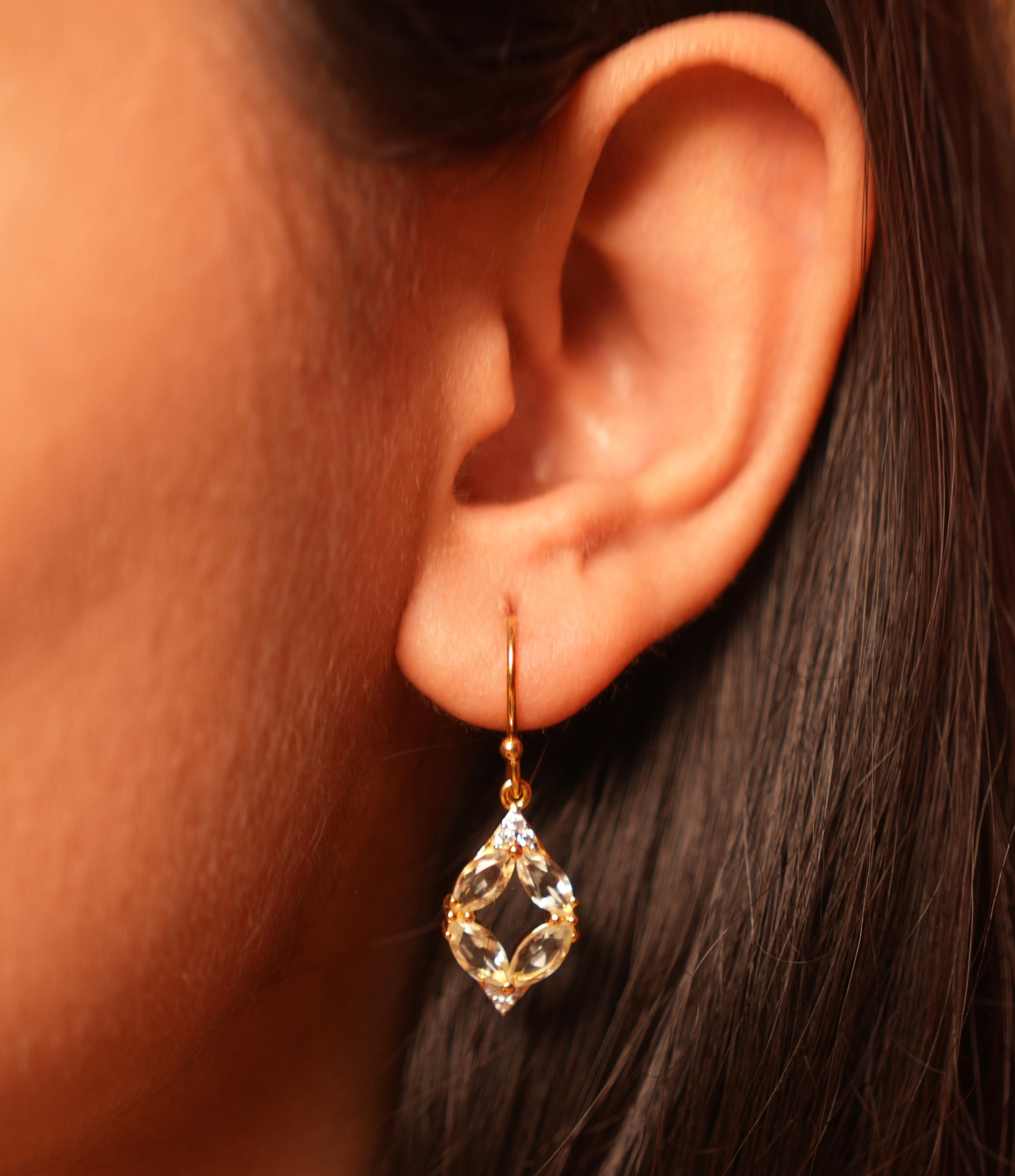 Whispering Leaves: Green Amethyst Earrings