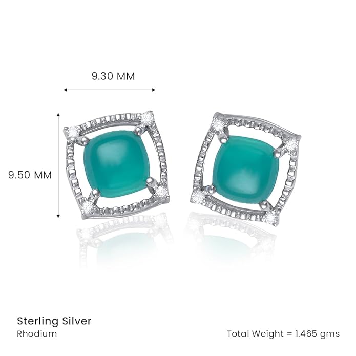 Nature's Splendor: Green Onyx Sugar Loaf and Cubic Zirconia Jewellery Trio with Silver Chain