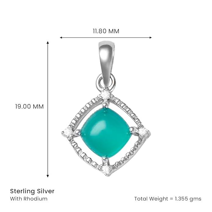 Nature's Splendor: Green Onyx Sugar Loaf and Cubic Zirconia Jewellery Trio with Silver Chain