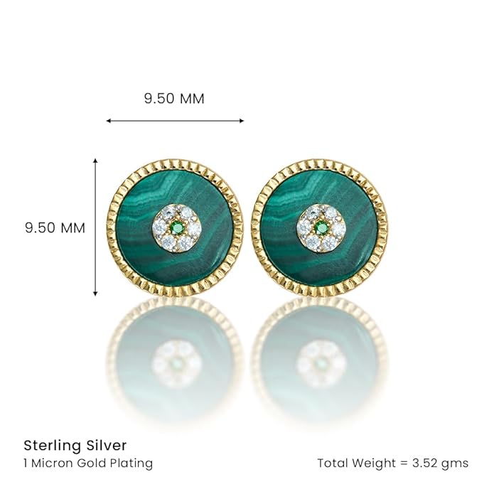 Lush Malachite Splendor: Sparkling Cubic Zirconia Jewellery Set with Golden Chain