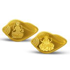 A Gold Coin (2 coin set) featuring Lakshmi Ganesh 24k (999.9) 10 gm in Shankh Shape.