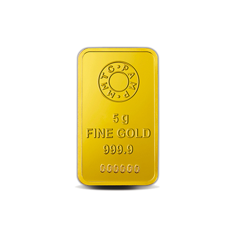 A 5 gm Gold Bar featuring Lotus 24K with 999.9 Purity.