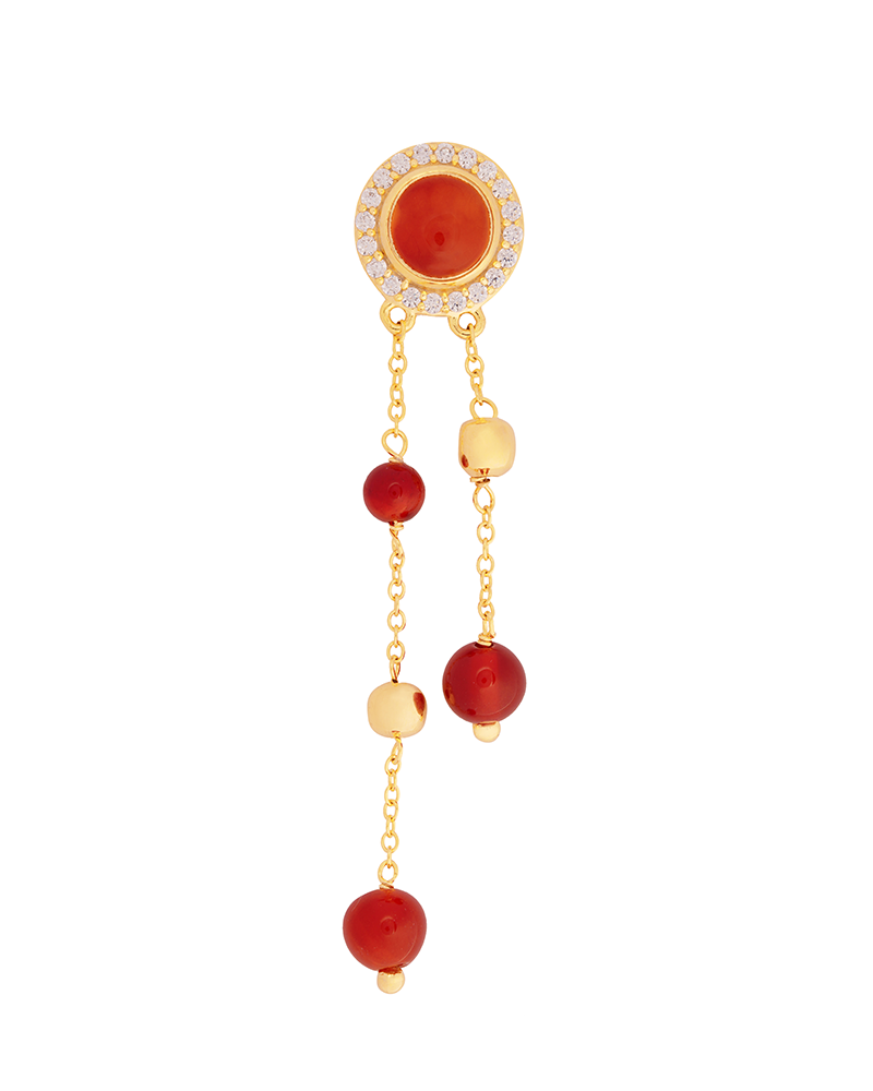 A Pendant featuring Red Onyx and Sparkling Cubic Zirconia.