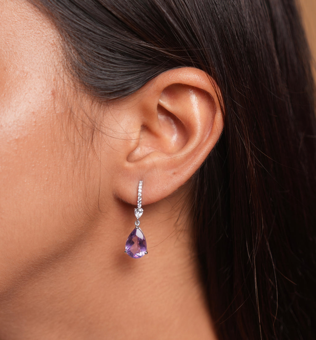 Lilac Halo: Purple Amethyst Earrings