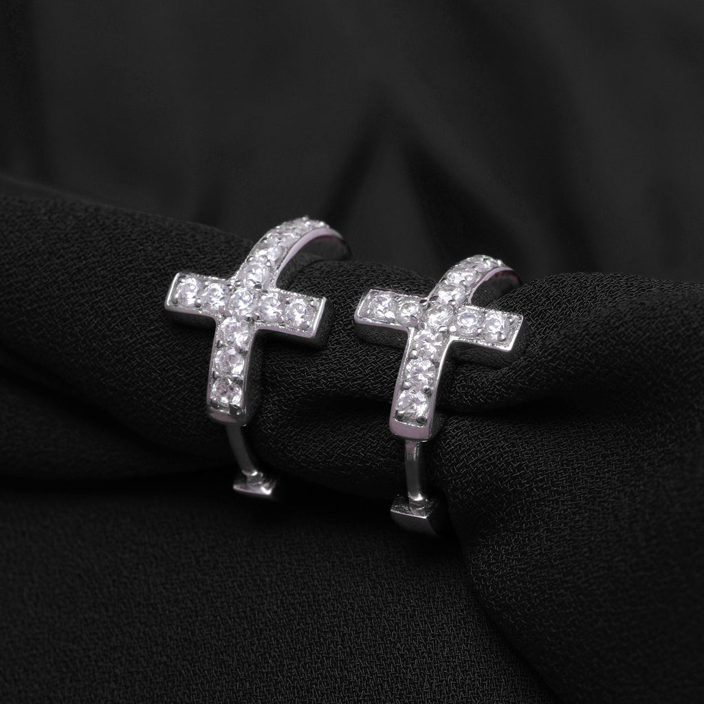 Crystal-line Cross Earrings