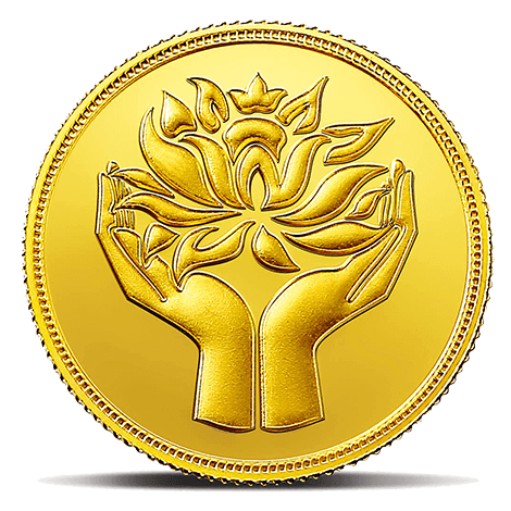 A 8 gm Gold Coin featuring Lotus 24K with 999.9 Purity.