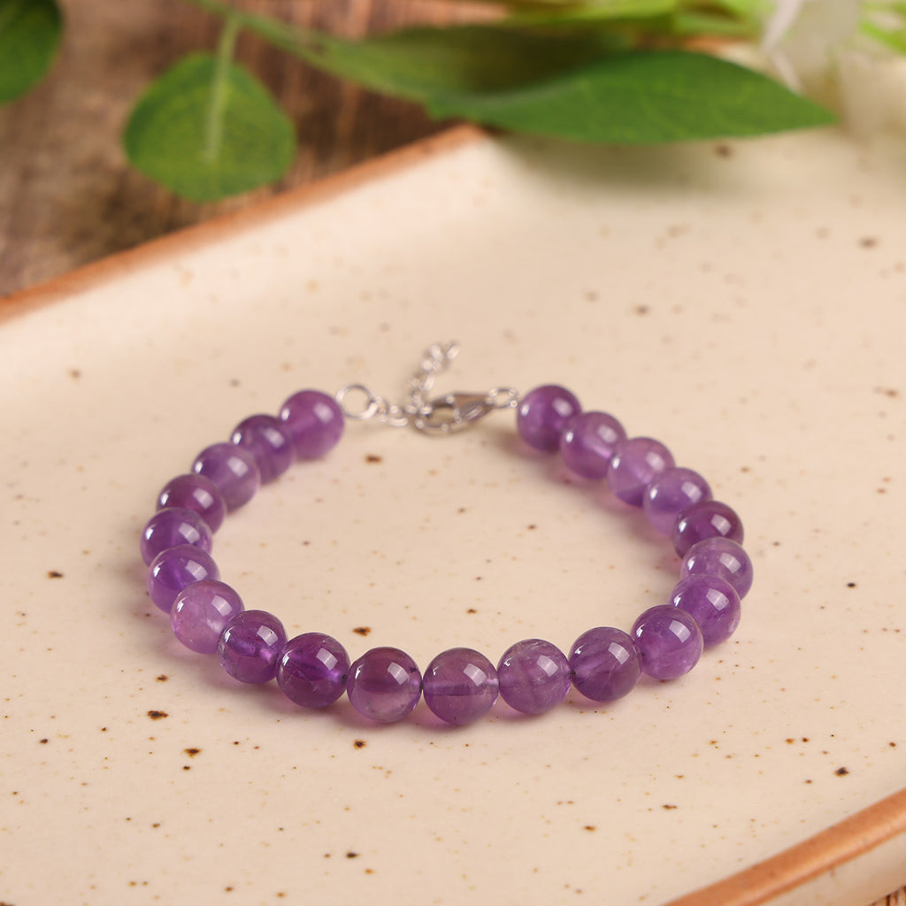 Calm Within: Purple Amethyst Crystal Bracelet