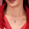 Radiant Red Sparkle: Silver Pendant For Women with Red Garnet & Cubic Zirconia