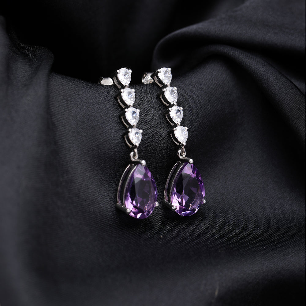 An image showing Purple Amethyst Elegance Silver Earrings.