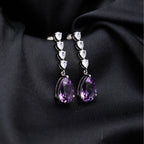 An image showing Purple Amethyst Elegance Silver Earrings.