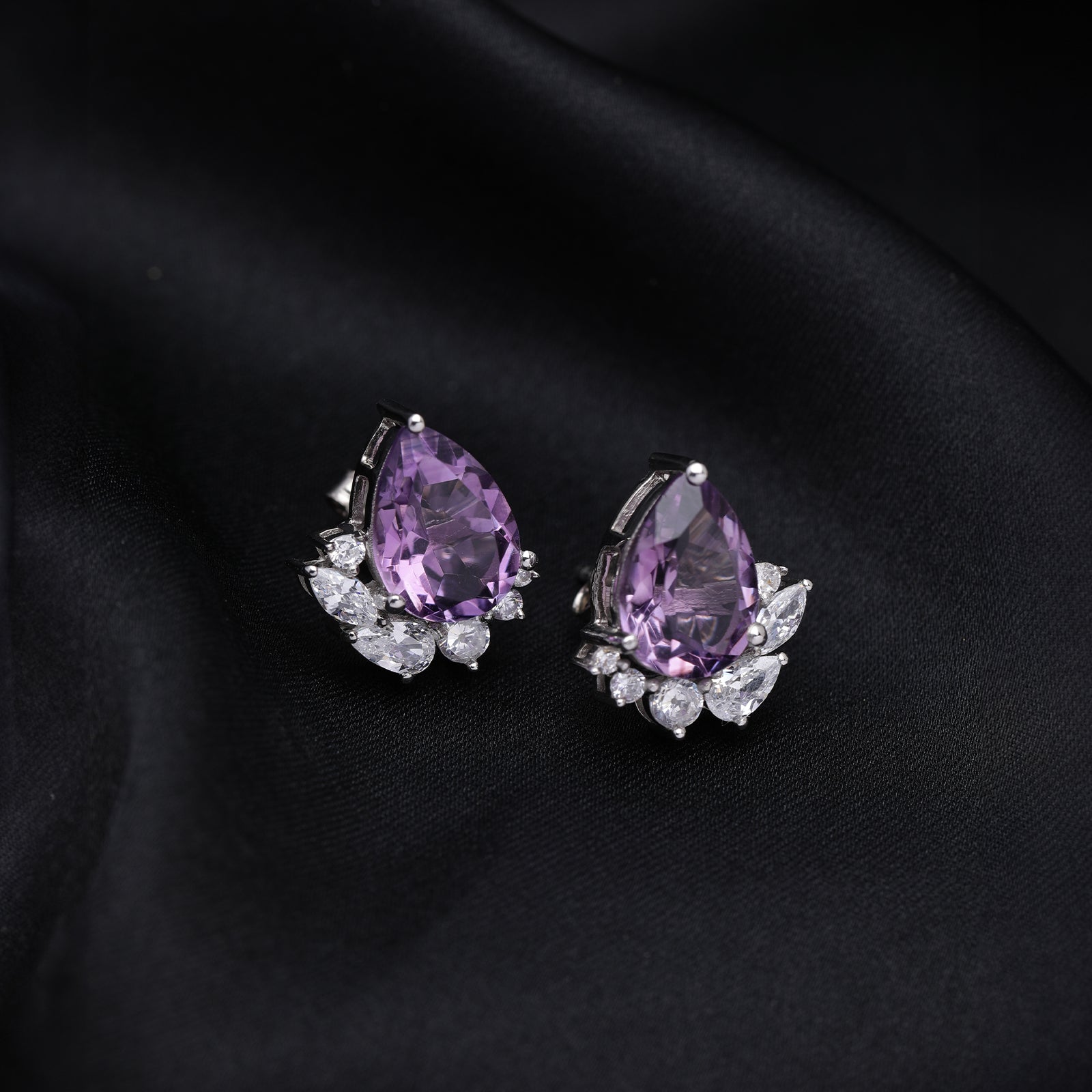 Trinity: Purple Amethyst Stud Earrings