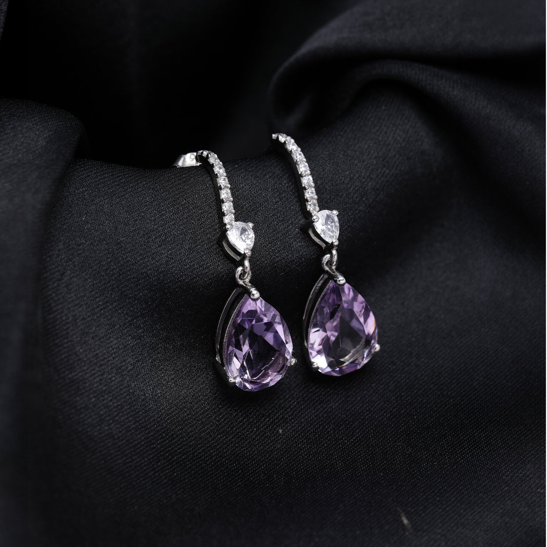 Lilac Amethyst Halo Earrings