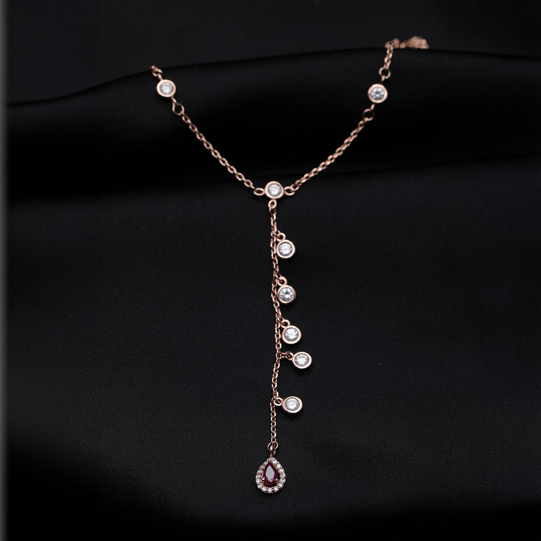 Blush Rose Gold Sparkling Pendant for Women Charm Cascade