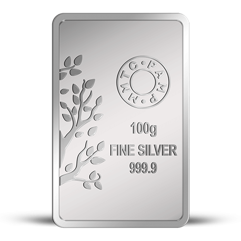 A Banyan Tree Silver Bar of 100 gm with 999.9 Purity.