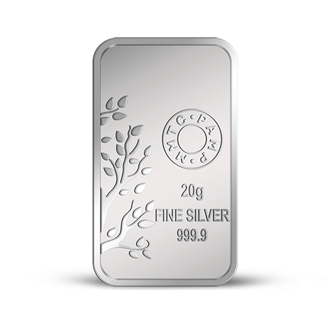 A Banyan Tree Silver Bar of 20 gm with 999.9 Purity.