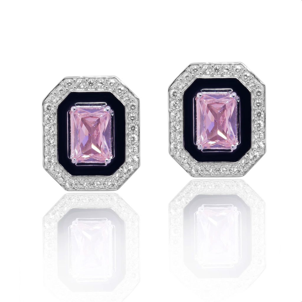 An image of Pink Dreamscape Zircon and Enamel Twilight Earrings.