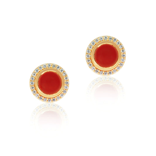 Scarlet Dreams: Red Onyx Tops with Sparkling Cubic Zircons