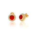 An image showing Red Onyx Tops with Sparkling Cubic Zirconia.