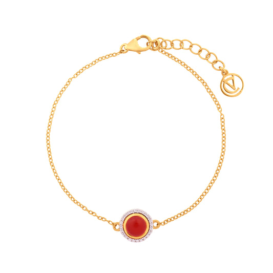 Scarlet Dreams: Red Onyx Bracelet with Sparkling Cubic Zircons