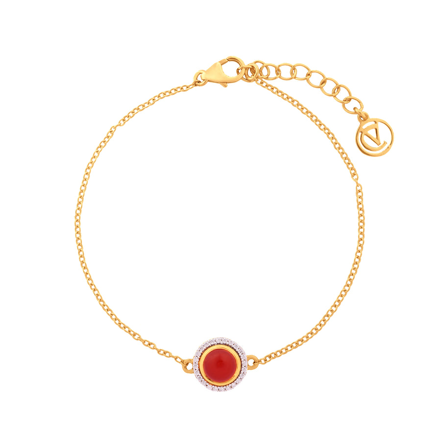 A Red Onyx Bracelet with Sparkling Cubic Zirconia.