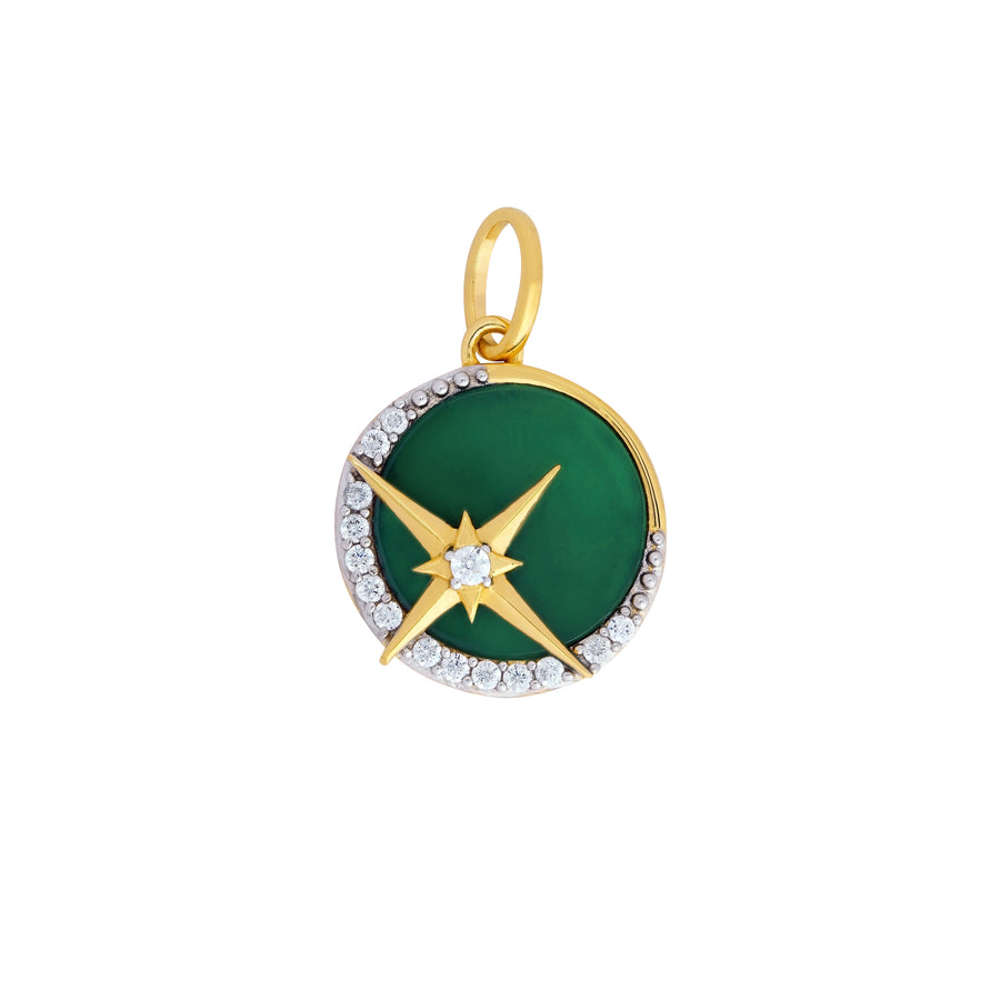 A Star Pendant featured with Green Onyx and Cubic Zirconias.