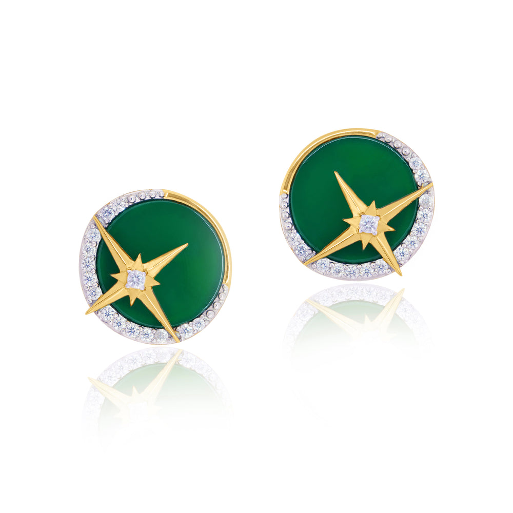 An image of Star Tops featuring Green Onyx and Cubic Zirconias.
