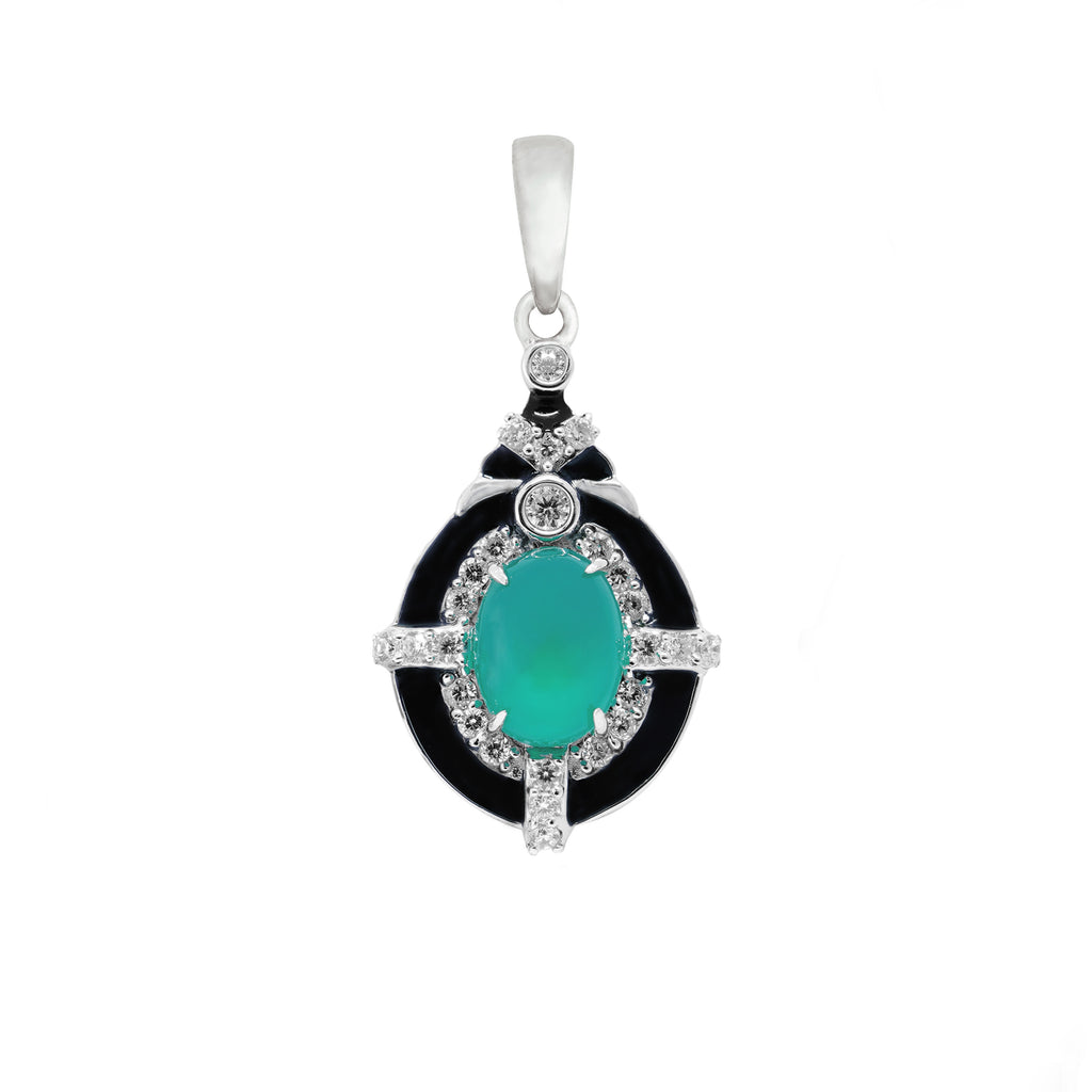 Glamorous Glow: Green Onyx Jewelry Set with Chain