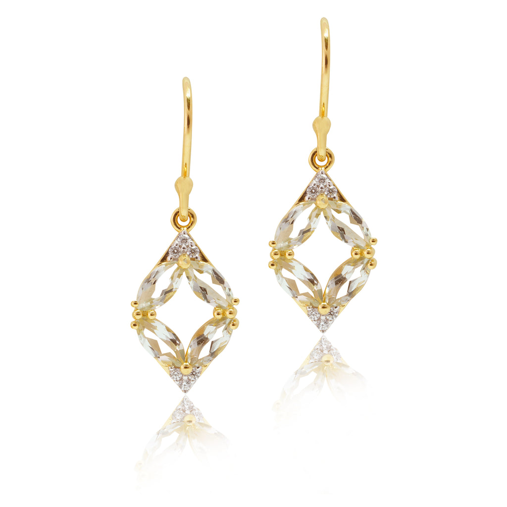 An image of Whispering Leaves Green Amethyst Ensemble Earrings.