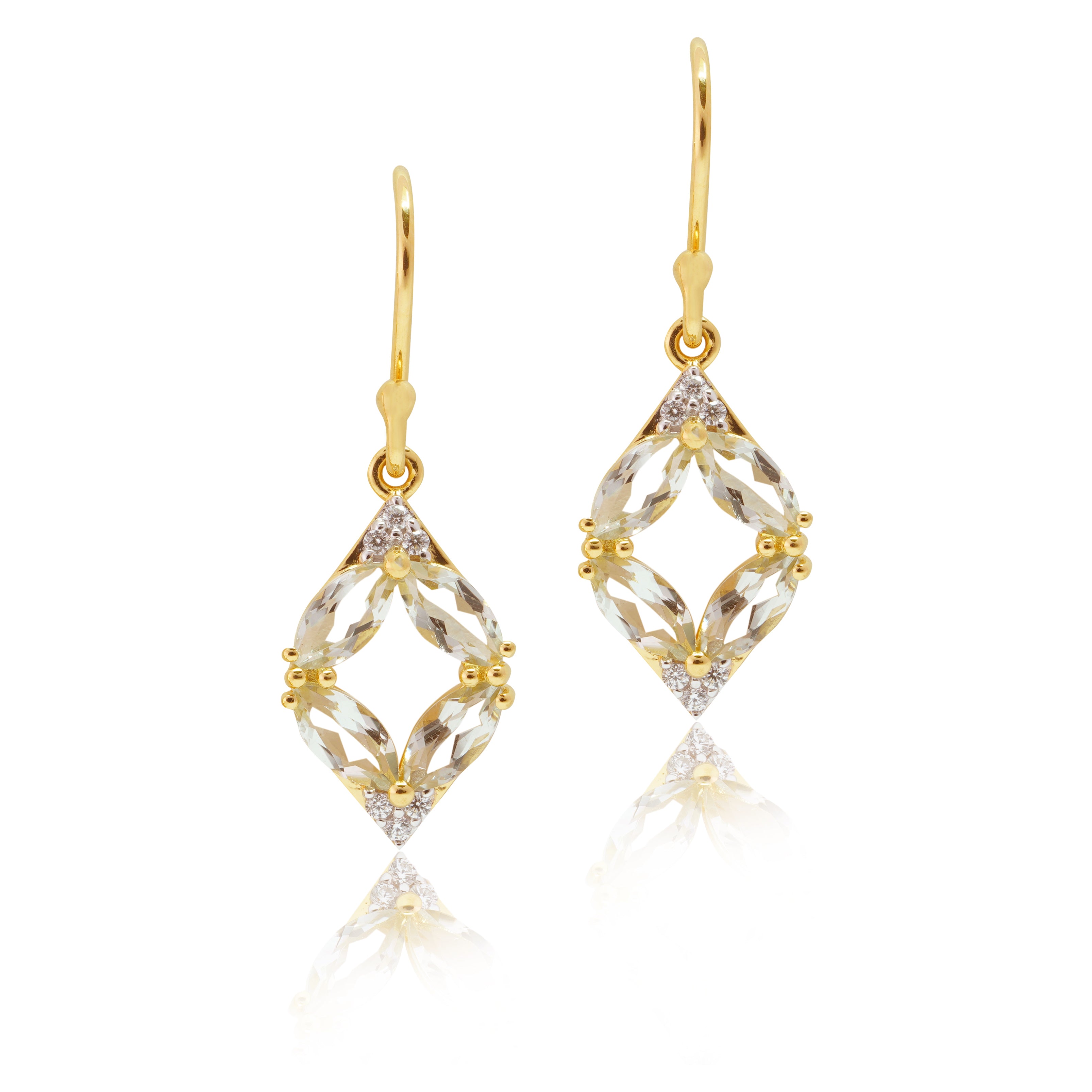 An image of Whispering Leaves Green Amethyst Ensemble Earrings.