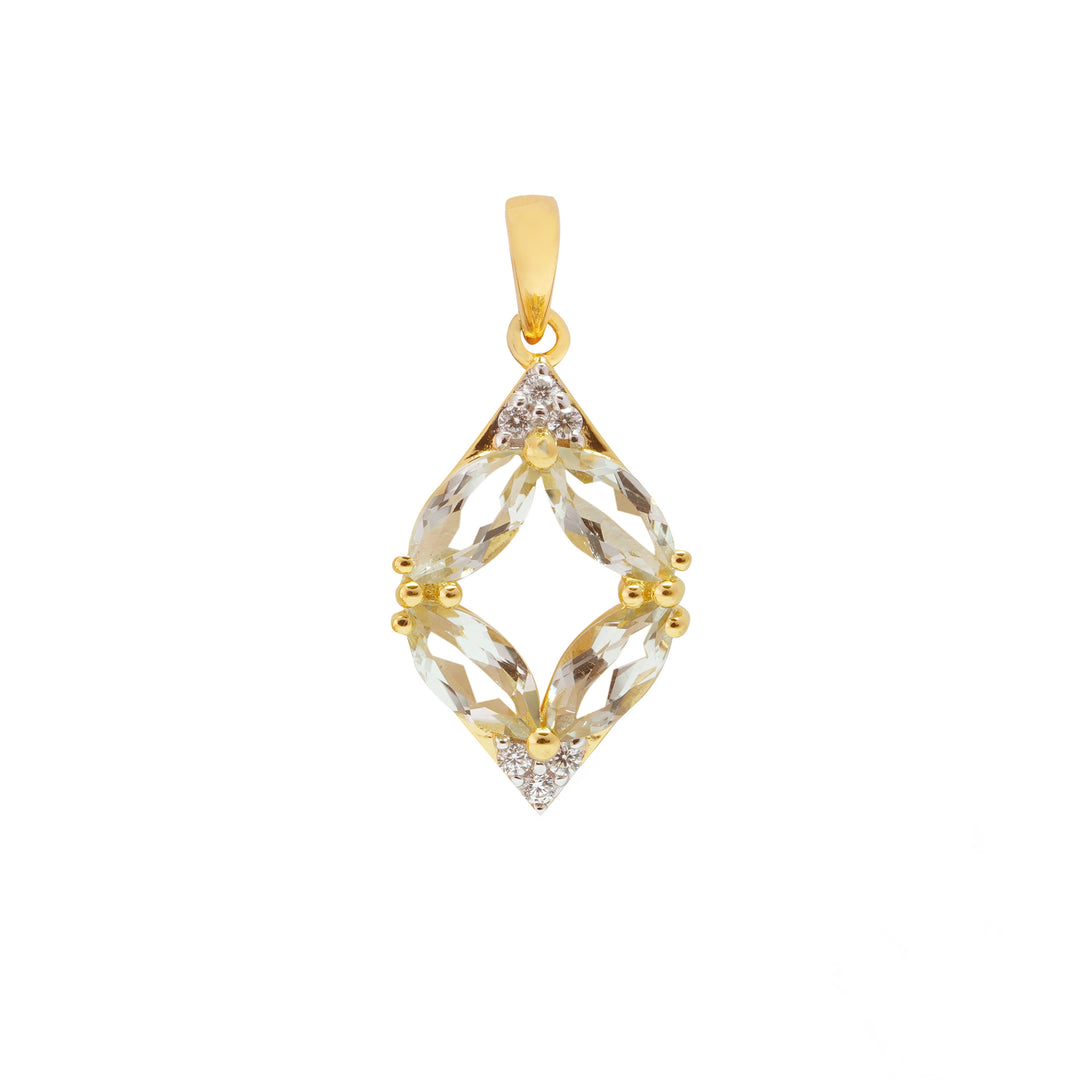 A Cubic Zircon Pendant adorned with Light Green Amethyst.