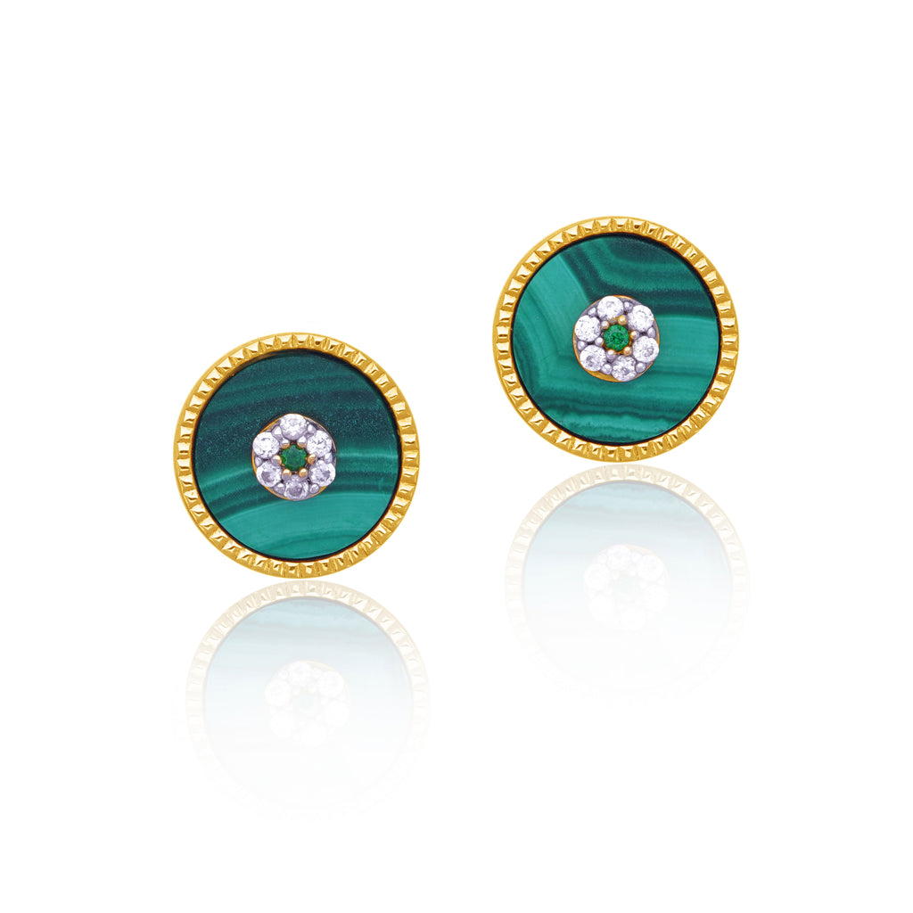 An image showing Lush Malchite Splendor Sparkling Cubic Zirconia Earrings.