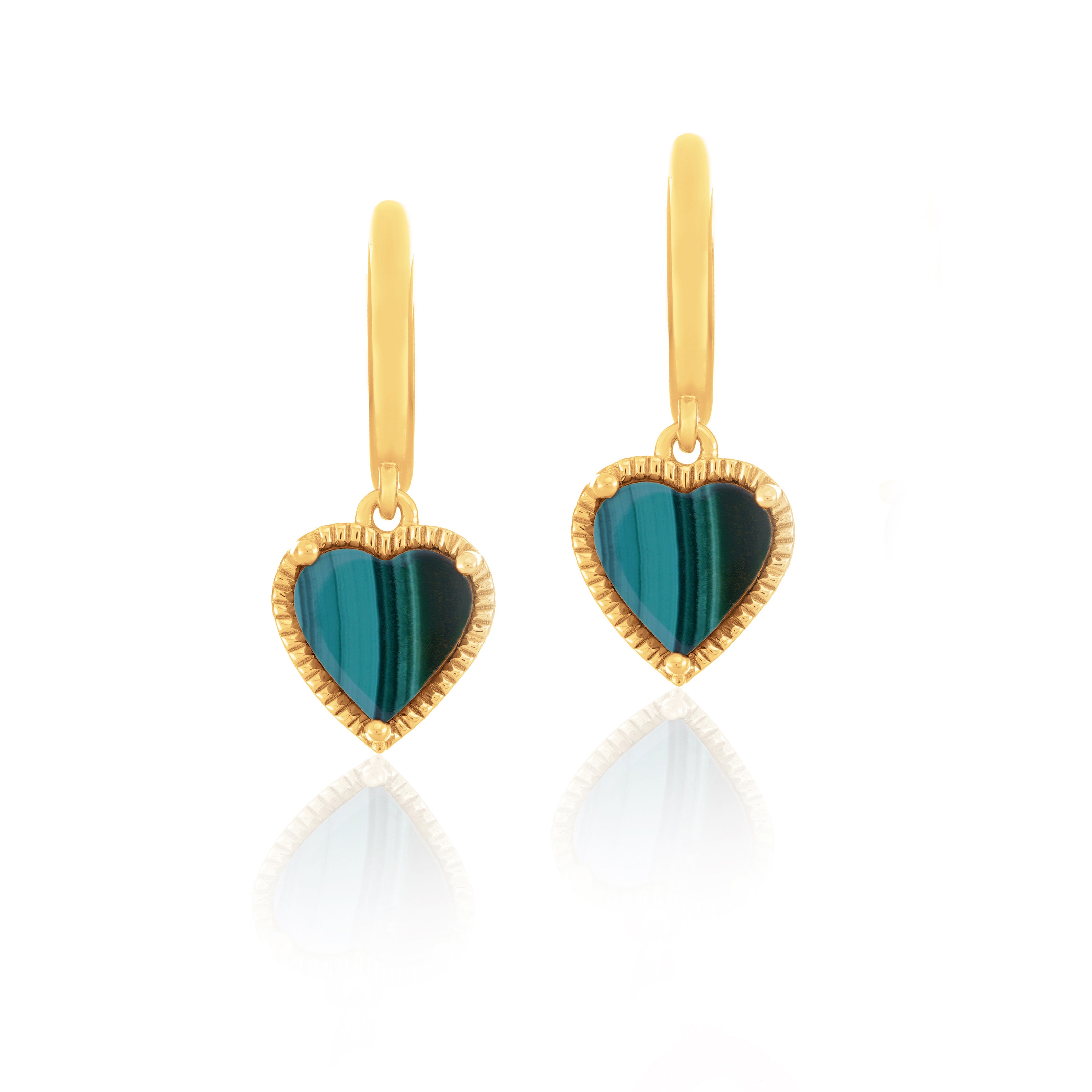 An image of Malachite Heart Hoop Earrings.
