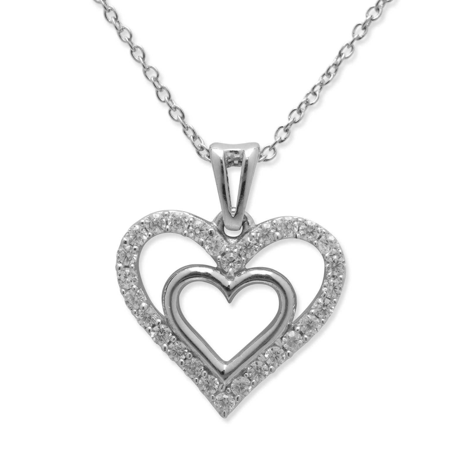 Twinkling Double Heart Necklace