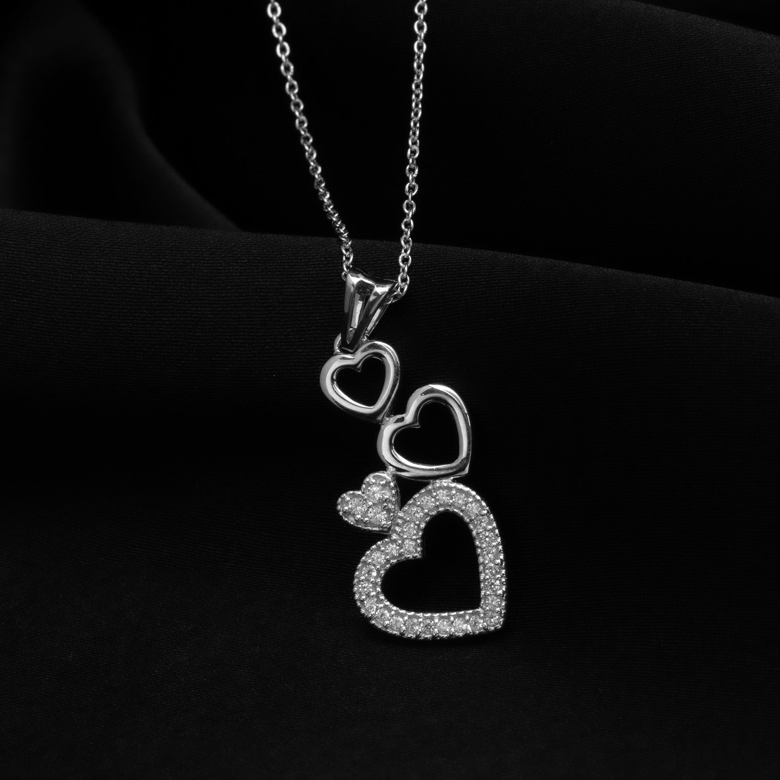 Triple Heartbeat Crescendo Necklace