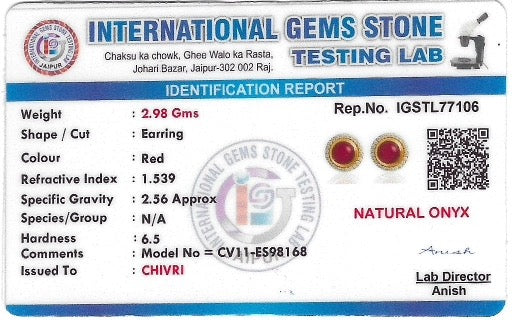 Scarlet Sparkle Suite Red Onyx and Zircon Earring, Pendant, Bracelet with Golden Chain & 10gm Silver Bar MMTC PAMP Gift Hamper