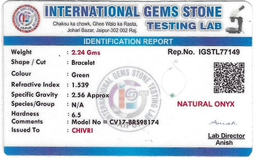 Nature's Splendor Green Onyx Sugar Loaf Cubic Zirconia Earring, Bracelet & Pendant with Silver Chain & 10gm Silver Coin MMTC PAMP Gift Hamper