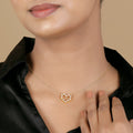 Dual-Tone Heart Necklace For Women in Gold & Silver Finish with Diamond Accents