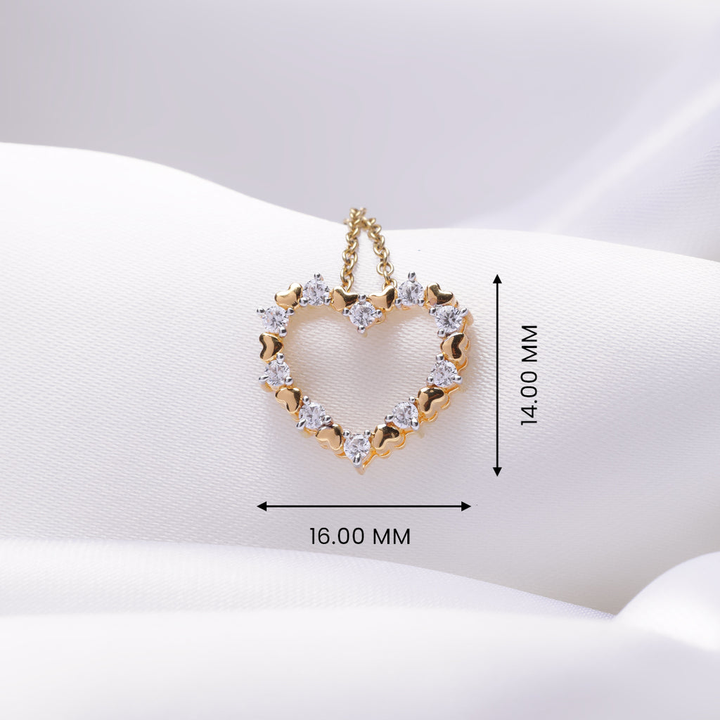 An image showing Dual Tone Heart Pendant in Gold and Silver Finish with Diamond Accents.