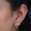 Elegant Rose Gold-Toned Pave Earrings For Women