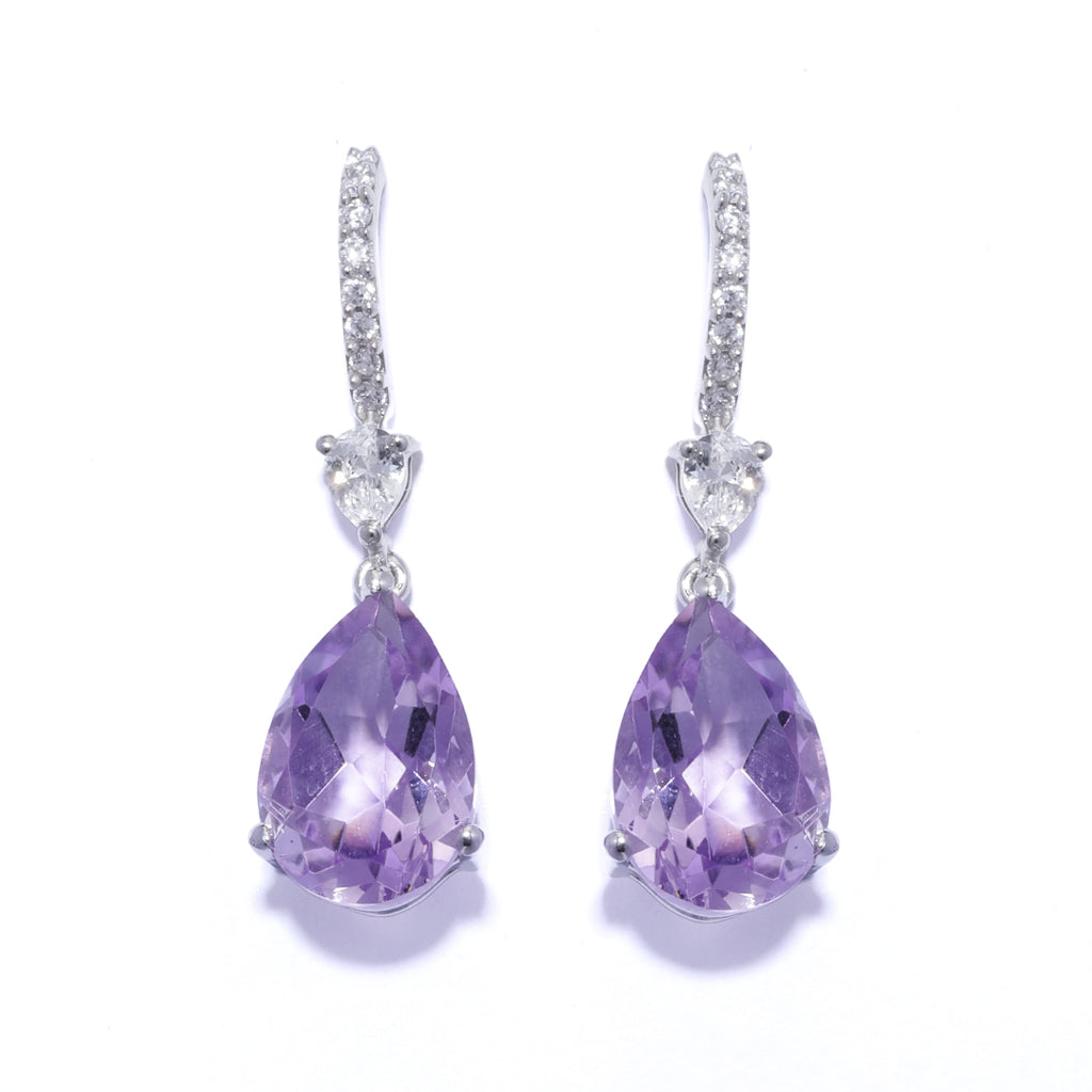 An image showing Lilac Amethyst Halo Earrings.