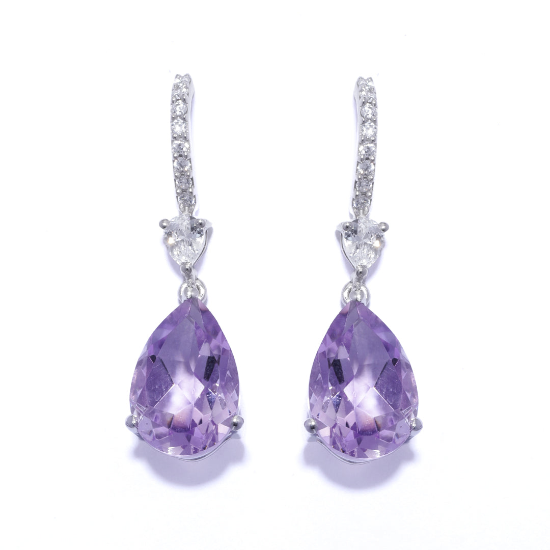 Lilac Amethyst Halo Earrings